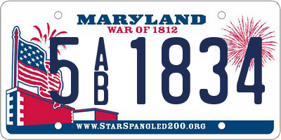 MD license plate 5AB1834