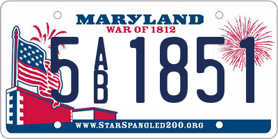 MD license plate 5AB1851