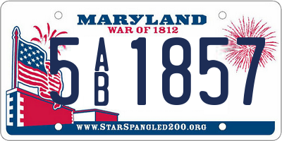 MD license plate 5AB1857