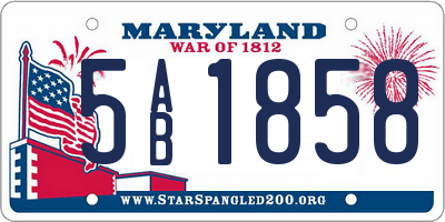 MD license plate 5AB1858