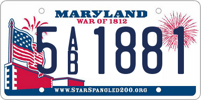 MD license plate 5AB1881