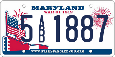 MD license plate 5AB1887