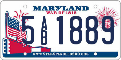 MD license plate 5AB1889