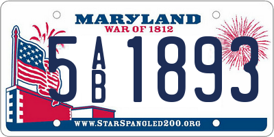 MD license plate 5AB1893