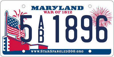 MD license plate 5AB1896