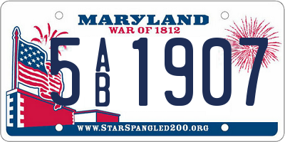 MD license plate 5AB1907