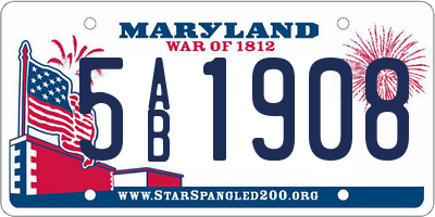 MD license plate 5AB1908