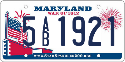 MD license plate 5AB1921