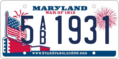 MD license plate 5AB1931