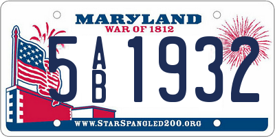 MD license plate 5AB1932
