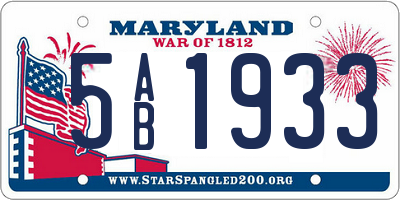 MD license plate 5AB1933
