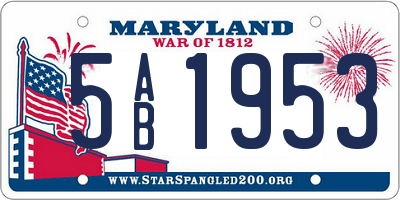 MD license plate 5AB1953