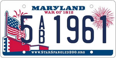 MD license plate 5AB1961