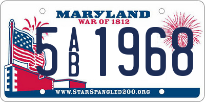 MD license plate 5AB1968