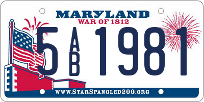 MD license plate 5AB1981