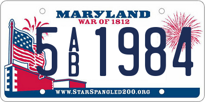 MD license plate 5AB1984