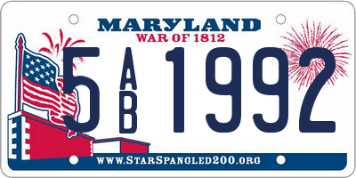 MD license plate 5AB1992