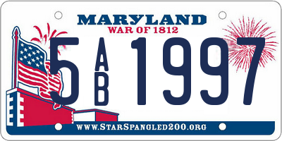 MD license plate 5AB1997