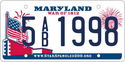 MD license plate 5AB1998