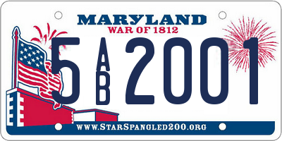 MD license plate 5AB2001
