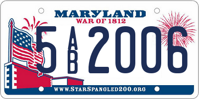 MD license plate 5AB2006