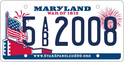 MD license plate 5AB2008
