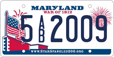 MD license plate 5AB2009