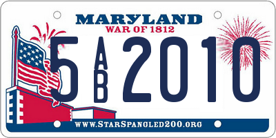 MD license plate 5AB2010