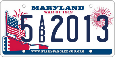 MD license plate 5AB2013