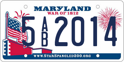 MD license plate 5AB2014