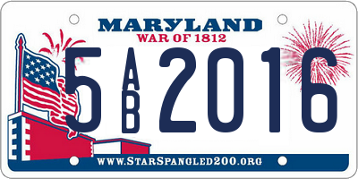MD license plate 5AB2016
