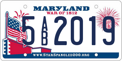 MD license plate 5AB2019