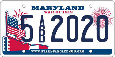 MD license plate 5AB2020