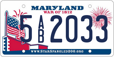 MD license plate 5AB2033