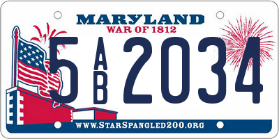MD license plate 5AB2034