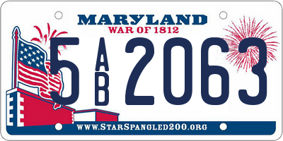 MD license plate 5AB2063