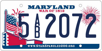 MD license plate 5AB2072