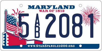 MD license plate 5AB2081