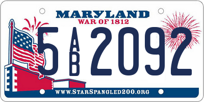 MD license plate 5AB2092