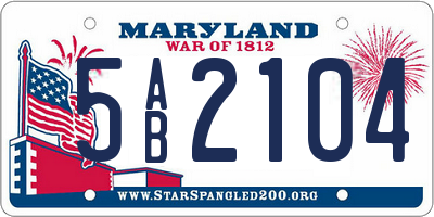 MD license plate 5AB2104