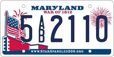 MD license plate 5AB2110