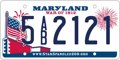 MD license plate 5AB2121