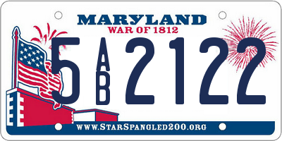 MD license plate 5AB2122