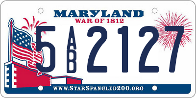 MD license plate 5AB2127