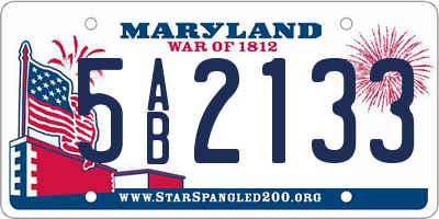 MD license plate 5AB2133