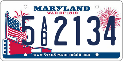 MD license plate 5AB2134