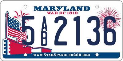 MD license plate 5AB2136
