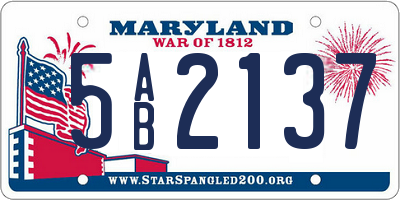 MD license plate 5AB2137
