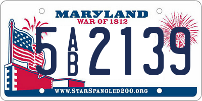MD license plate 5AB2139