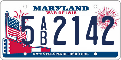 MD license plate 5AB2142